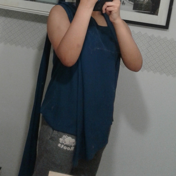 Anne Klein dark turqoise/navy blue blouse - Picture 5 of 6